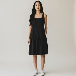 Rare London Women's Size 8 Black Sleeveless Drop Waist Back Zip Lined Dress